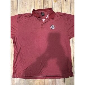 Nike Men's XL Ohio State Buckeyes Red Striped Polo Shirt Dri Fit Vintage Y2K GUC